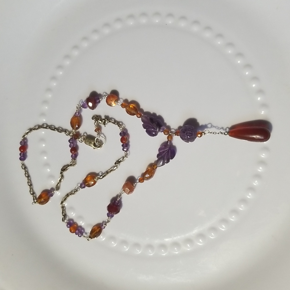 OOAK STERLING GEMSTONE BEADED NECKLACE